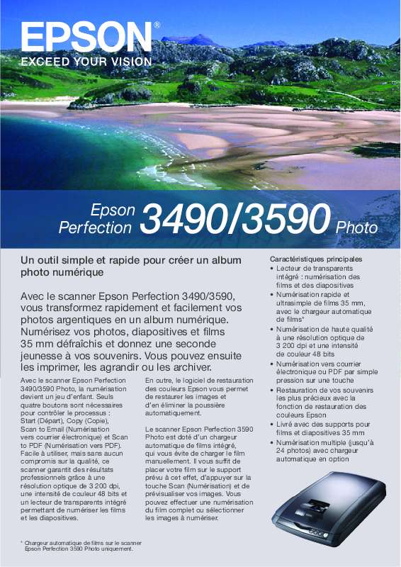 Notice EPSON PERFECTION 3490 scanner Trouver une solution à un